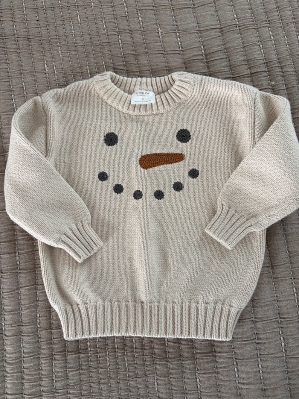 Little Co. Cream Snowman Knit Sweater - Kids